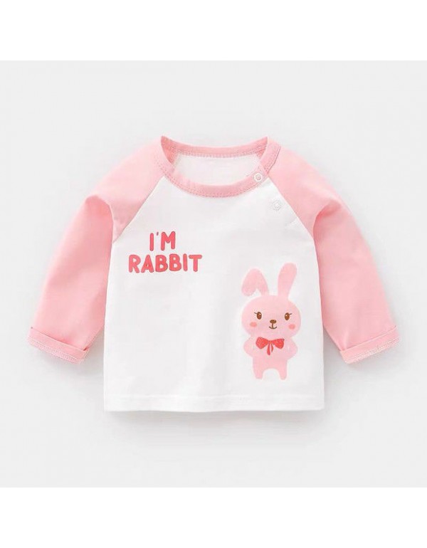 Baby Spring And Autumn T-Shirt Long Sleeved Pure Cotton Cute And Fashionable Boys And Girls' Baby Top Bottom Shirt For Outer Wearing Of Baby Children