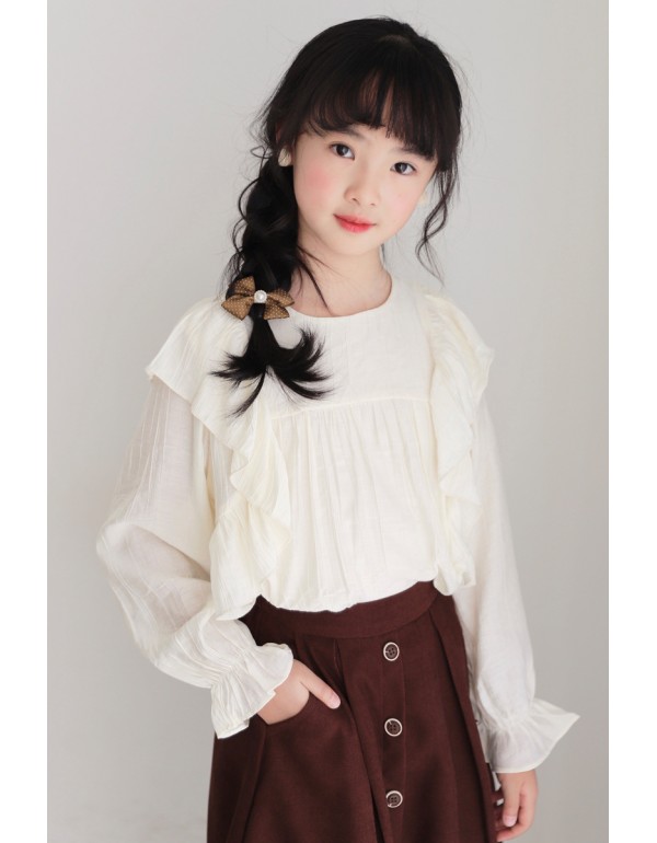 Zhongda Children's 2023 New Autumn Korean Edition Girls' Temperament Shirts Spring And Autumn Girls' Fashionable Top Half Skirt Trend