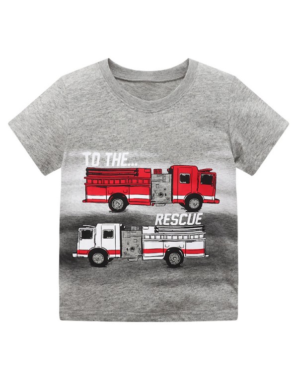 Round Neck Boys' T-Shirt Short Sleeved Summer  Children's Cartoon Baby Pure Cotton Top Summer Children's Clothing One Piece For Distribution