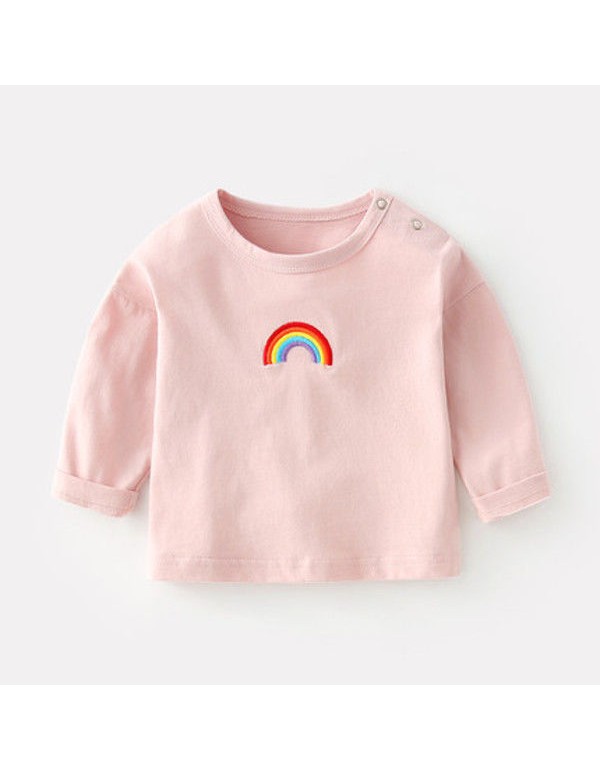 Baby Spring And Autumn T-Shirt Long Sleeved Pure Cotton Cute And Fashionable Boys And Girls' Baby Top Bottom Shirt For Outer Wearing Of Baby Children