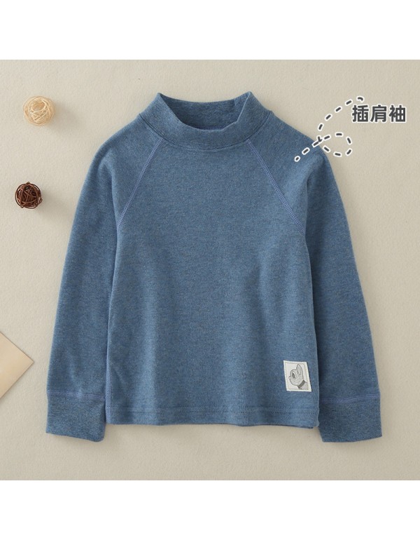 Boys And Girls' Underlay Shirts Spring And Autumn Baby Long Sleeve T-Shirt Warm Top Children's Half High Collar Autumn Clothing Raglan Sleeve Underwear