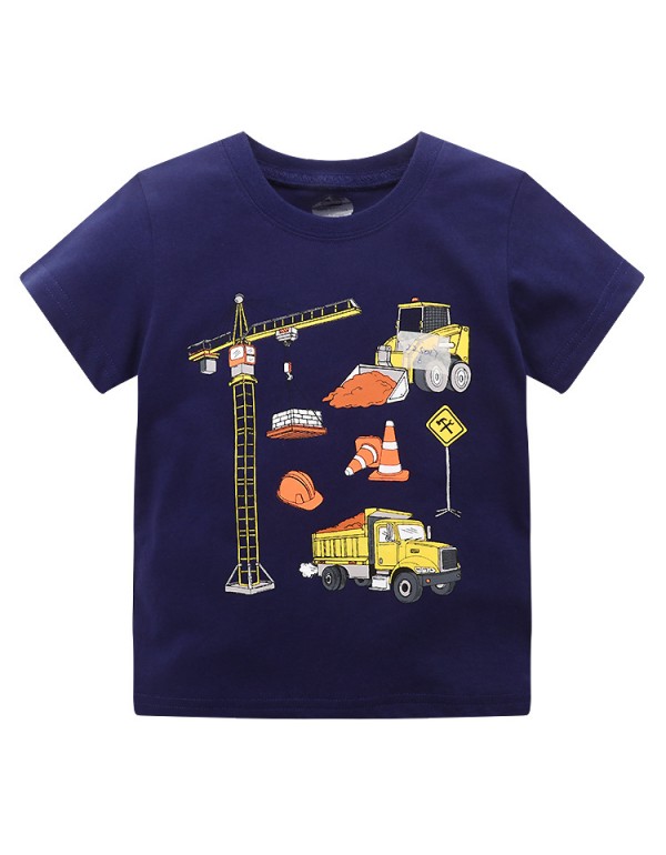 Round Neck Boys' T-Shirt Short Sleeved Summer  Children's Cartoon Baby Pure Cotton Top Summer Children's Clothing One Piece For Distribution