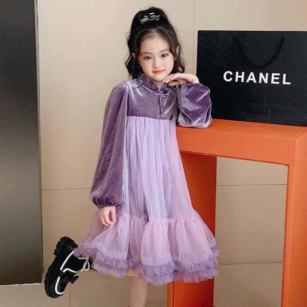 Children's Mesh Princess Dress Autumn And Winter L...