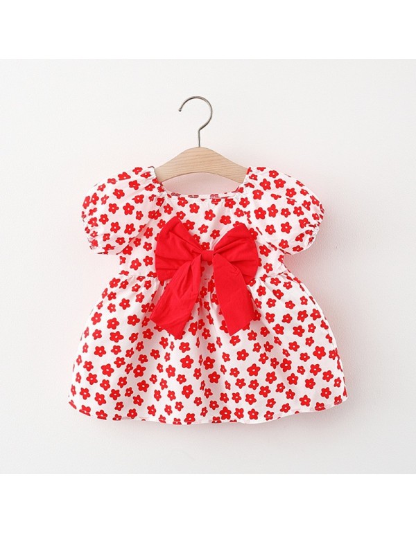 1396 Wholesale Of Foreign Trade Children's Skirts Summer New Product Baby Girl Small Fragmented Flower Short Sleeve Dress Princess Skirt Sales Agency