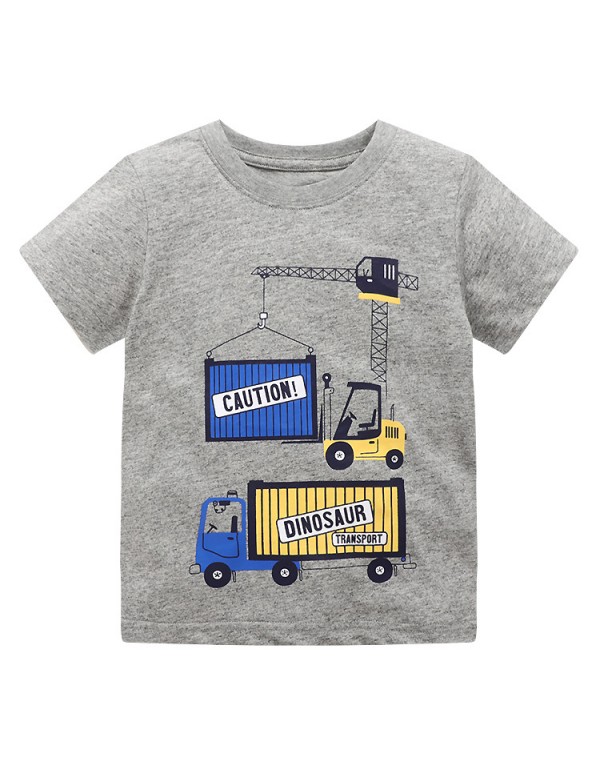 Round Neck Boys' T-Shirt Short Sleeved Summer  Children's Cartoon Baby Pure Cotton Top Summer Children's Clothing One Piece For Distribution