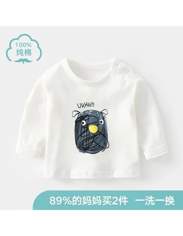 Baby Spring And Autumn T-Shirt Long Sleeved Pure Cotton Cute And Fashionable Boys And Girls' Baby Top Bottom Shirt For Outer Wearing Of Baby Children