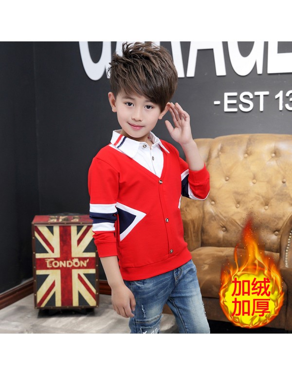  New Boys' Long Sleeved T-Shirt Backing Shirt Korean Version Of Children's Pure Cotton Striped Autumn And Winter Children's Wear One Piece Replacement