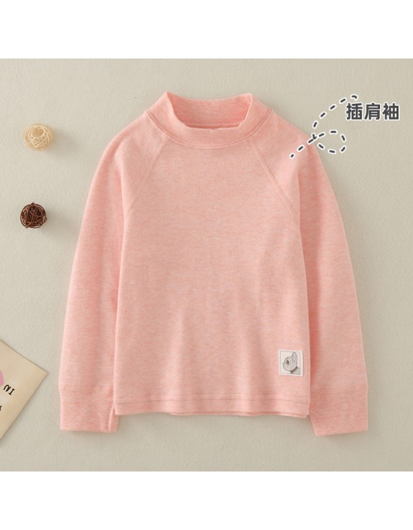 Boys And Girls' Underlay Shirts Spring And Autumn Baby Long Sleeve T-Shirt Warm Top Children's Half High Collar Autumn Clothing Raglan Sleeve Underwear