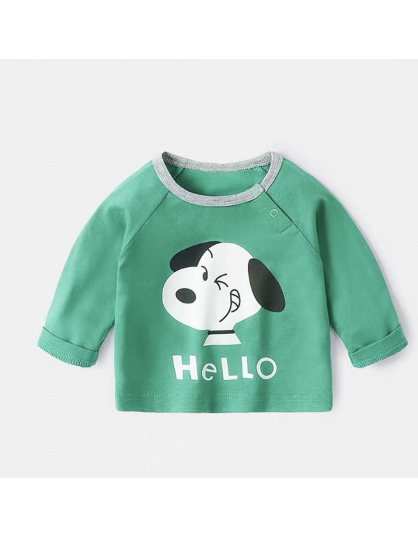 Baby Spring And Autumn T-Shirt Long Sleeved Pure Cotton Cute And Fashionable Boys And Girls' Baby Top Bottom Shirt For Outer Wearing Of Baby Children