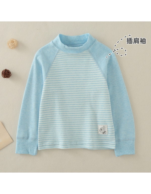 Boys And Girls' Underlay Shirts Spring And Autumn Baby Long Sleeve T-Shirt Warm Top Children's Half High Collar Autumn Clothing Raglan Sleeve Underwear