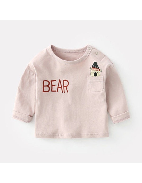 Baby Spring And Autumn T-Shirt Long Sleeved Pure Cotton Cute And Fashionable Boys And Girls' Baby Top Bottom Shirt For Outer Wearing Of Baby Children