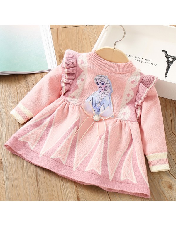 Children's Sweater 2022 Winter New Western Style Plush Thickened Sweet Snow White Fashion Knit Pullover Top