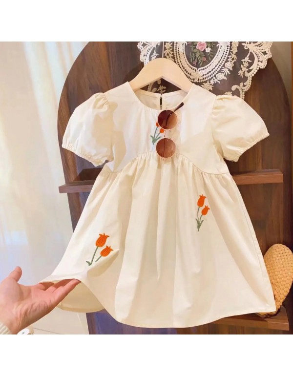 Girls' Dress Autumn  New Children's Princess Dress Fashionable Children's Floral Polo Collar Long Sleeve Baby Trend