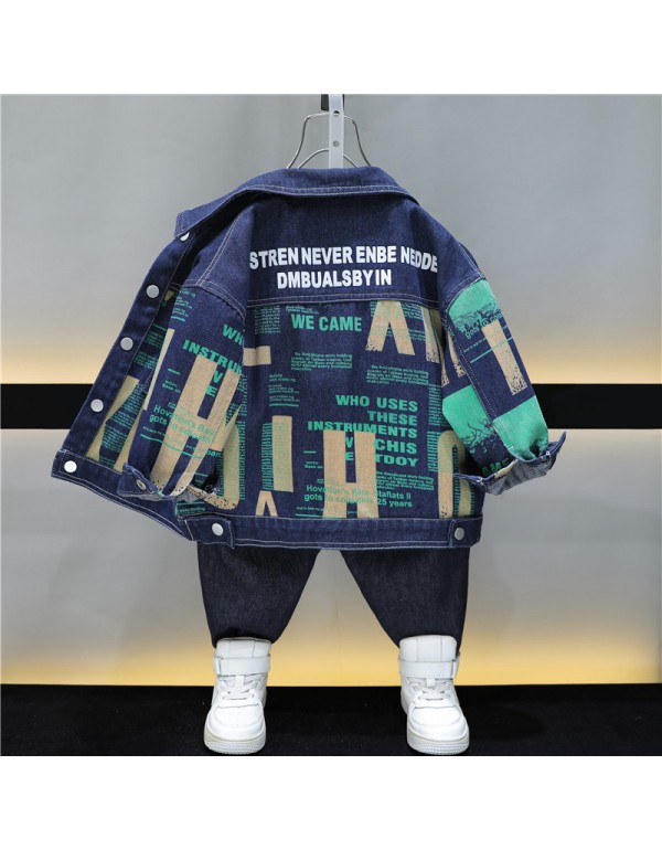 Denim Jacket For Boys, Trendy Autumn And Winter, Explosive Street Baby Top For Children, Handsome Boy Jacket For Children, And Westernization For Children